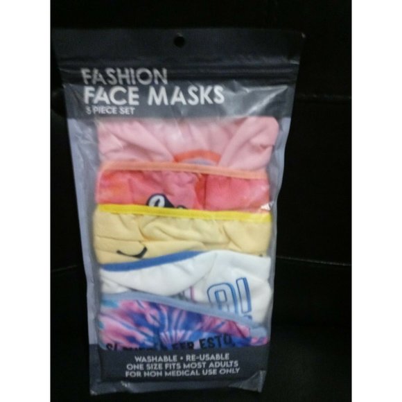 Fashion Face Sports Mask, 5-Pack, Washable Re-Usable. One Size Fits Most Adults - Picture 4 of 11